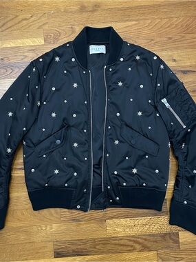 Sandro Black Embellished Star Bomber Jacket